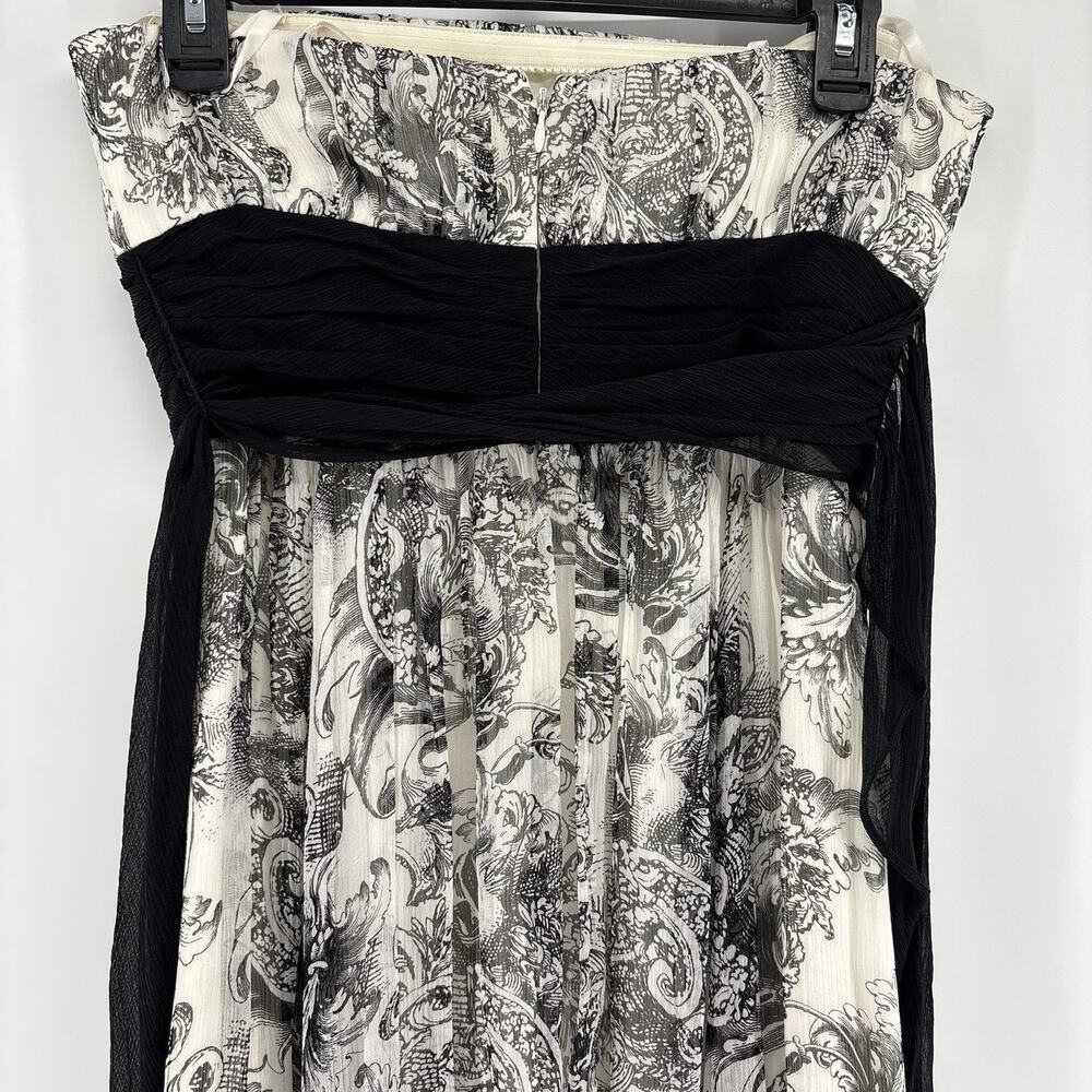 BCBG Maxazria Strapless Dress Size 6 Black And White Long Floral Pattern - Picture 8 of 13